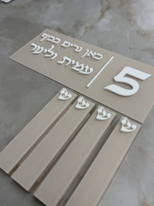 סט שלט לדלת + 5 מזוזות (כאן גרים בכיף(